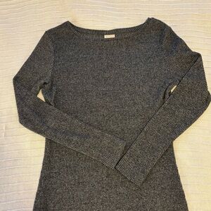 Gray Long Sleeve Knit Dress